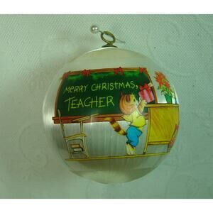 VINTAGE HALLMARK ORNAMENT-TEACHER SATIN BALL FROM 1980-NO BOX